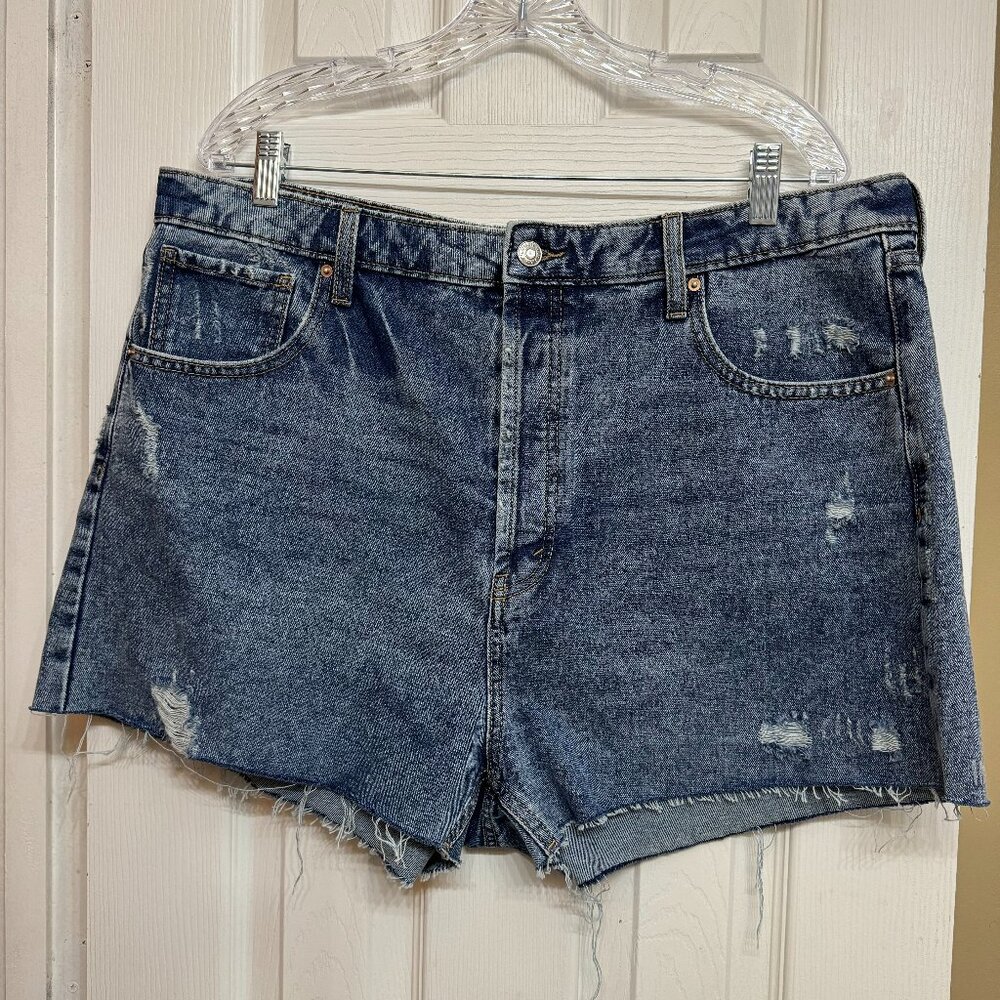 Wild Fable Highest Rise‎ Cutoff Shorts Denim Daisy Dukes Size 18 Mild Distressed